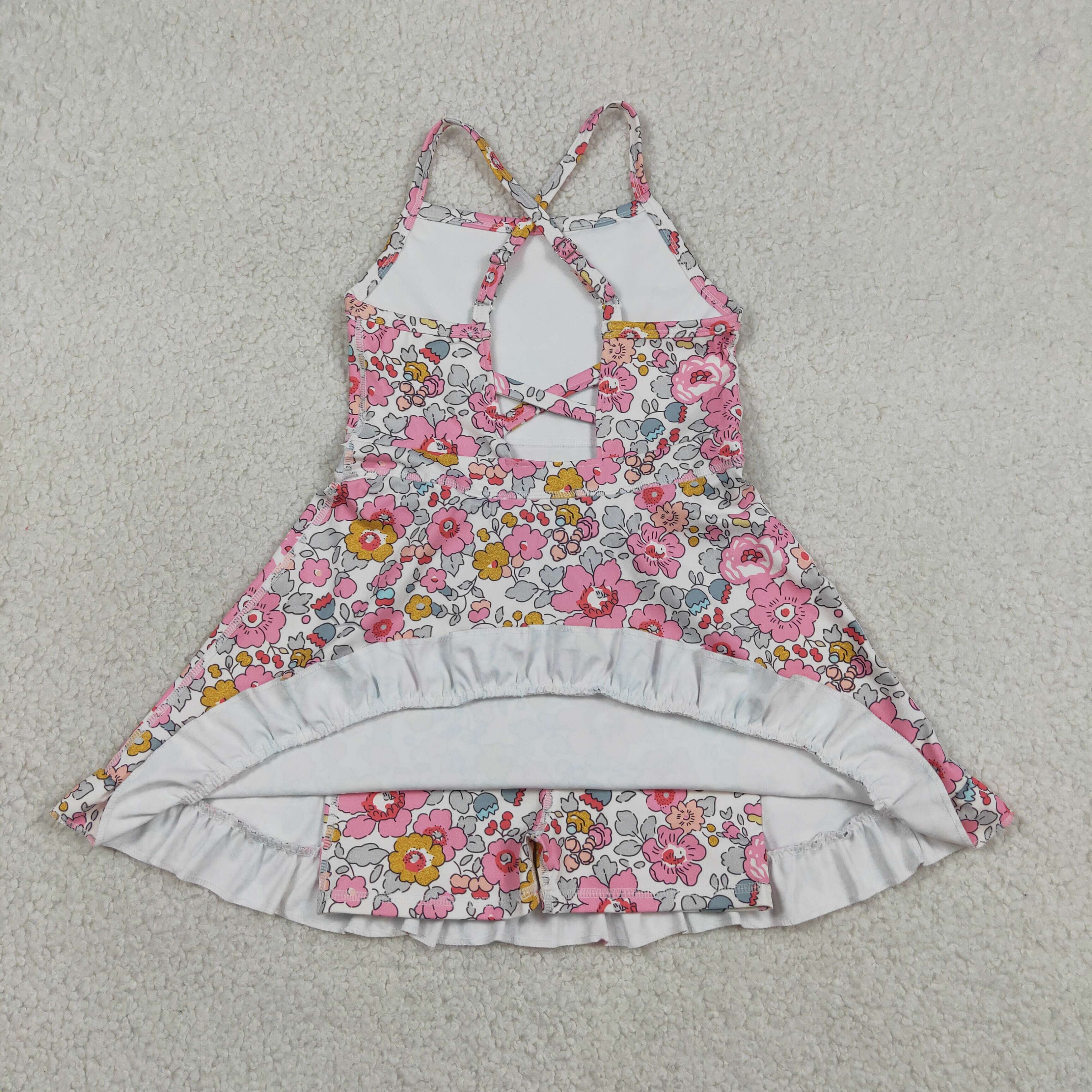 GSD2278  RTS pink SMALL  flowers  girl  summer YOGA dress