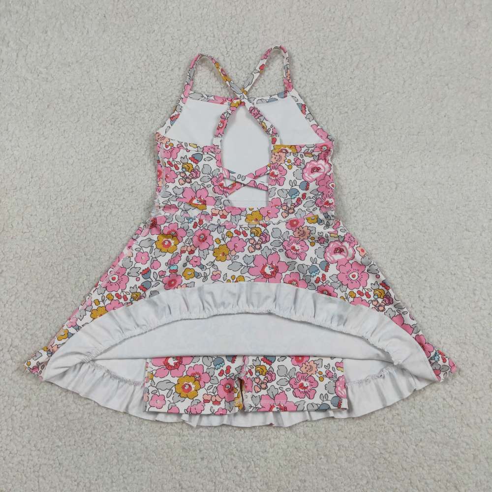 GSD2278  RTS pink SMALL  flowers  girl  summer YOGA dress