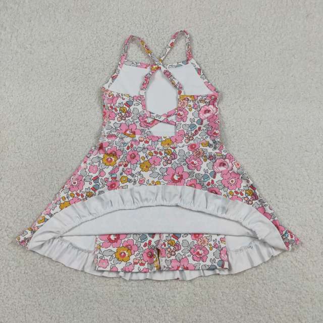GSD2278  RTS pink SMALL  flowers  girl  summer YOGA dress