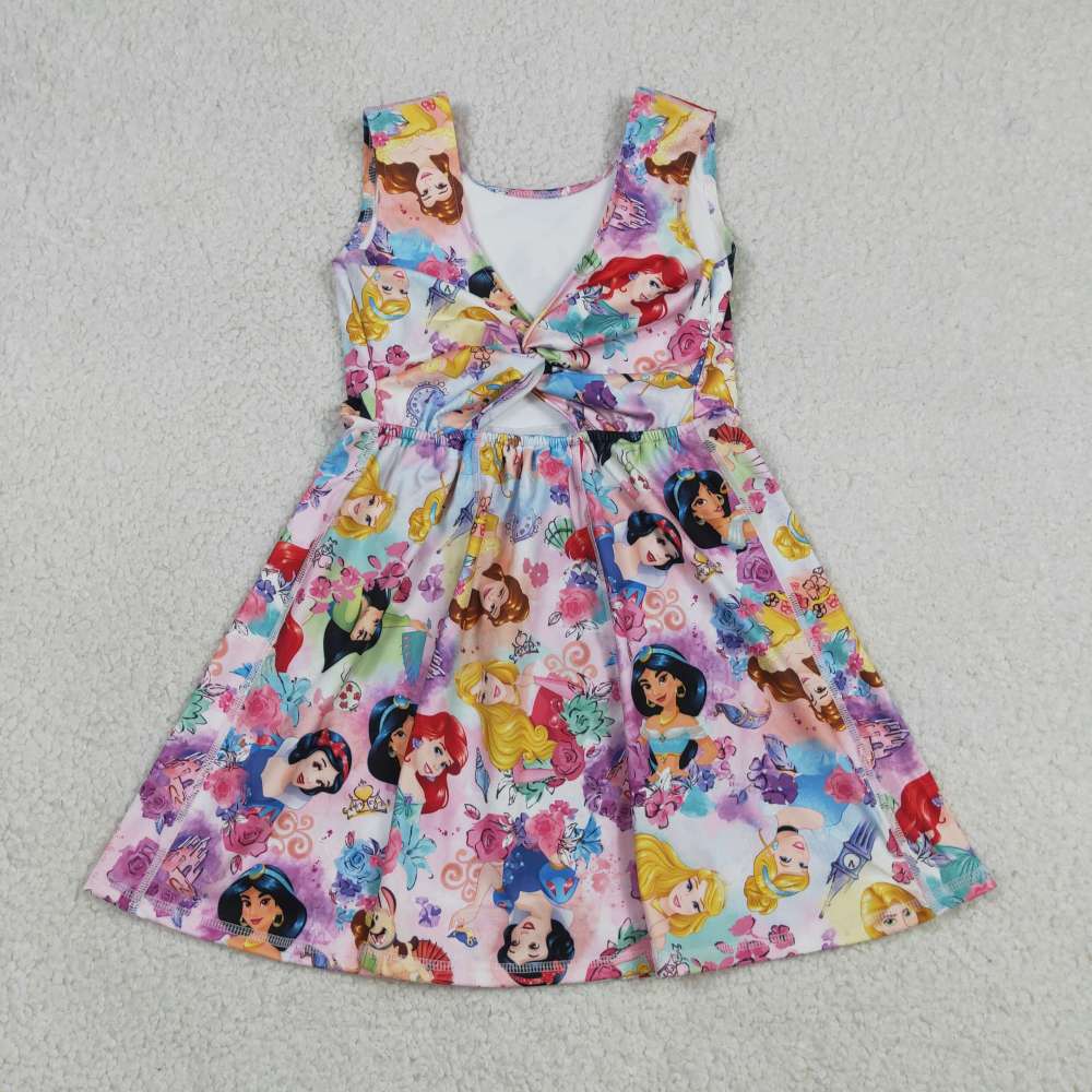GSD2136  RTS Cartoon princess print girl  summer YOGA dress