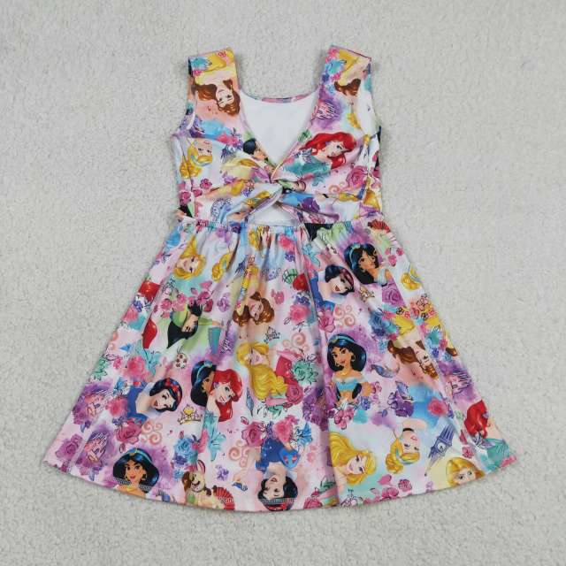 GSD2136  RTS Cartoon princess print girl  summer YOGA dress