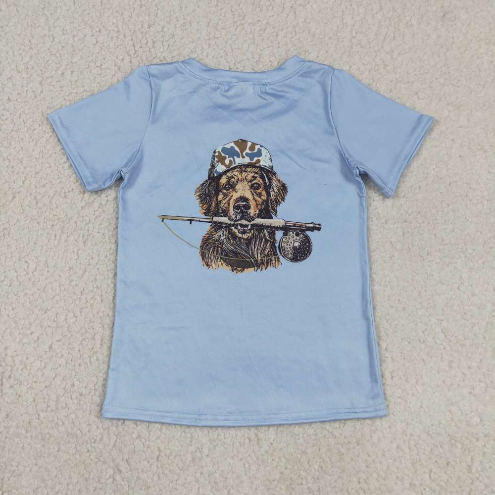 BT1761 RTS Blue CAMO PUPPY print short sleeve boy t-shirt