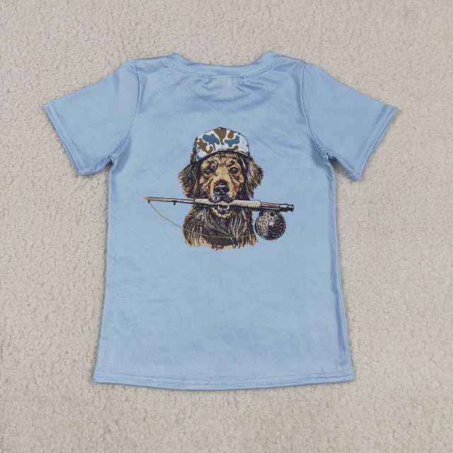 BT1761 RTS Blue CAMO PUPPY print short sleeve boy t-shirt
