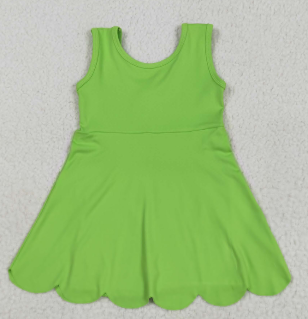 GSD2374   Green  solid print active girl yoga dress
