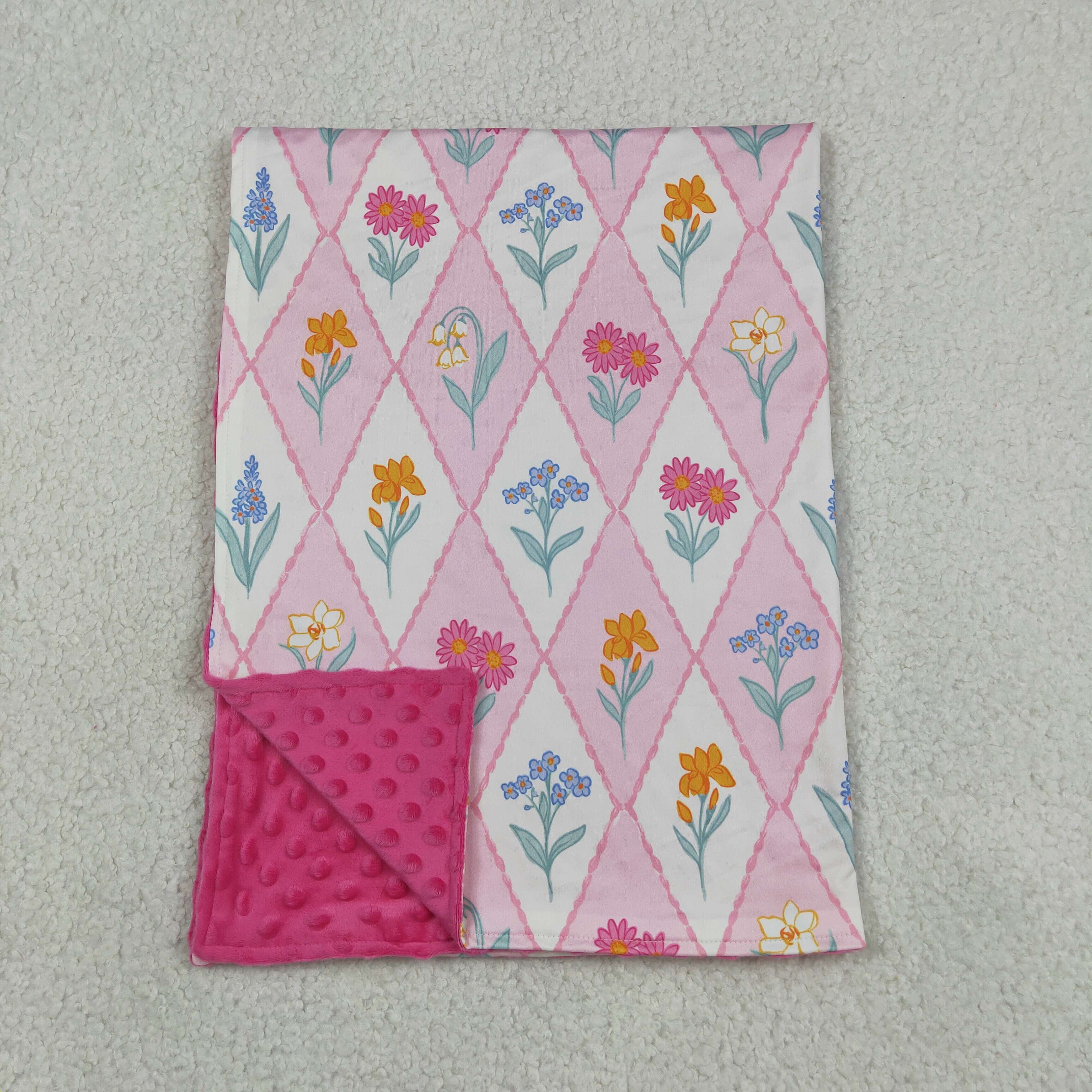 BL0233 Colorful flowers print baby blanket