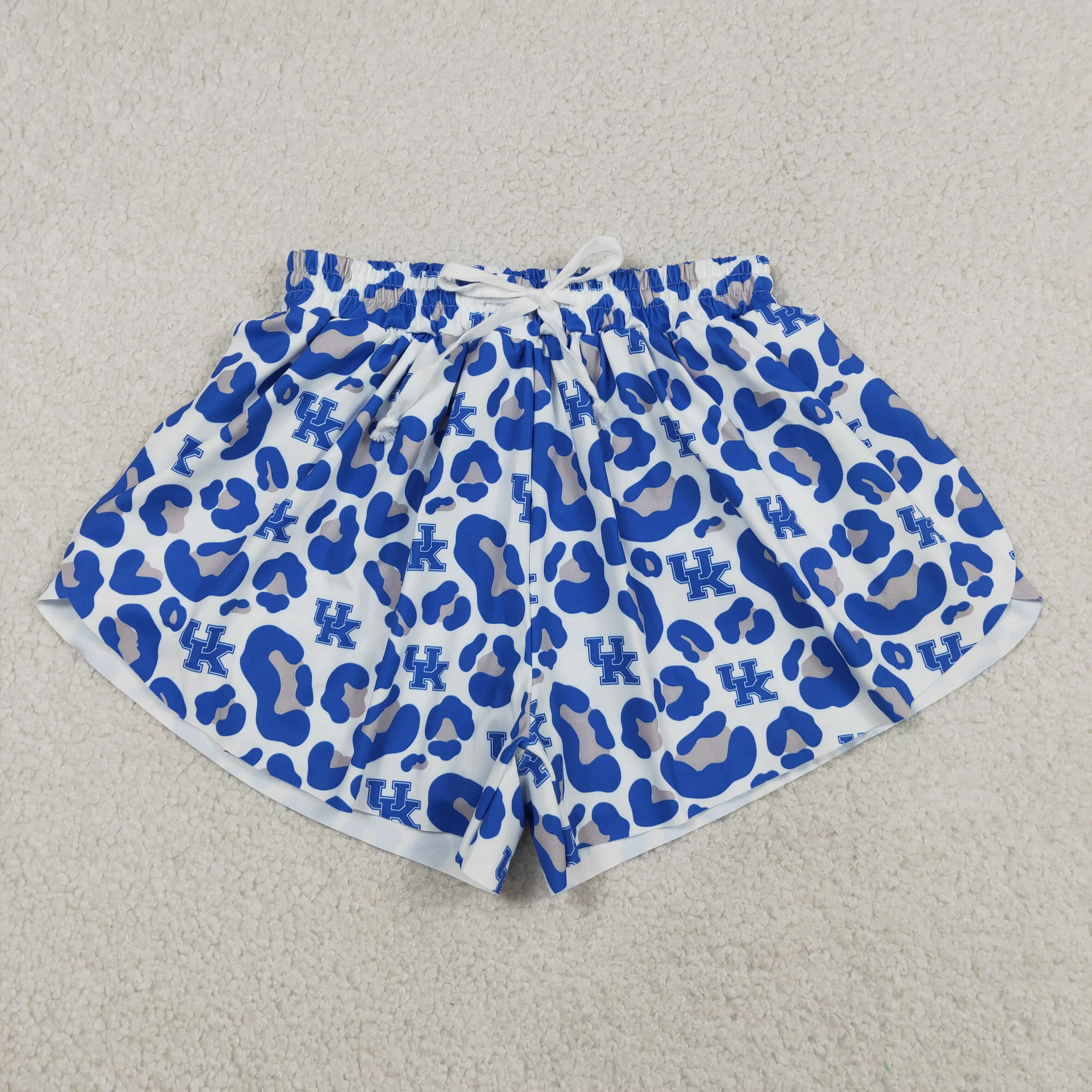 SS0802  Adult women Blue leopard UK  yoga shorts