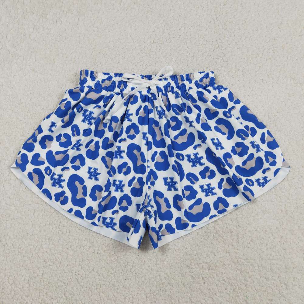 SS0802  Adult women Blue leopard UK  yoga shorts