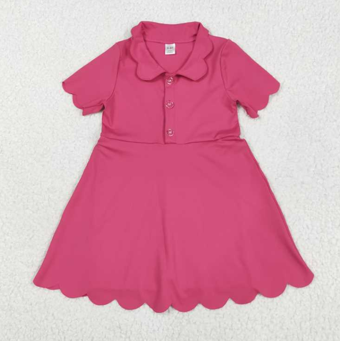 GSD2474   RTS Hot pink  solid print active girl yoga dress