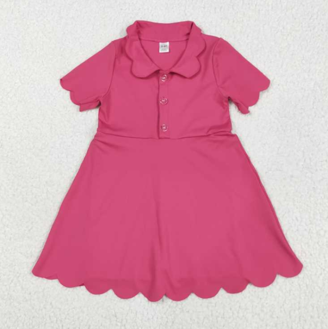GSD2474   RTS Hot pink  solid print active girl yoga dress