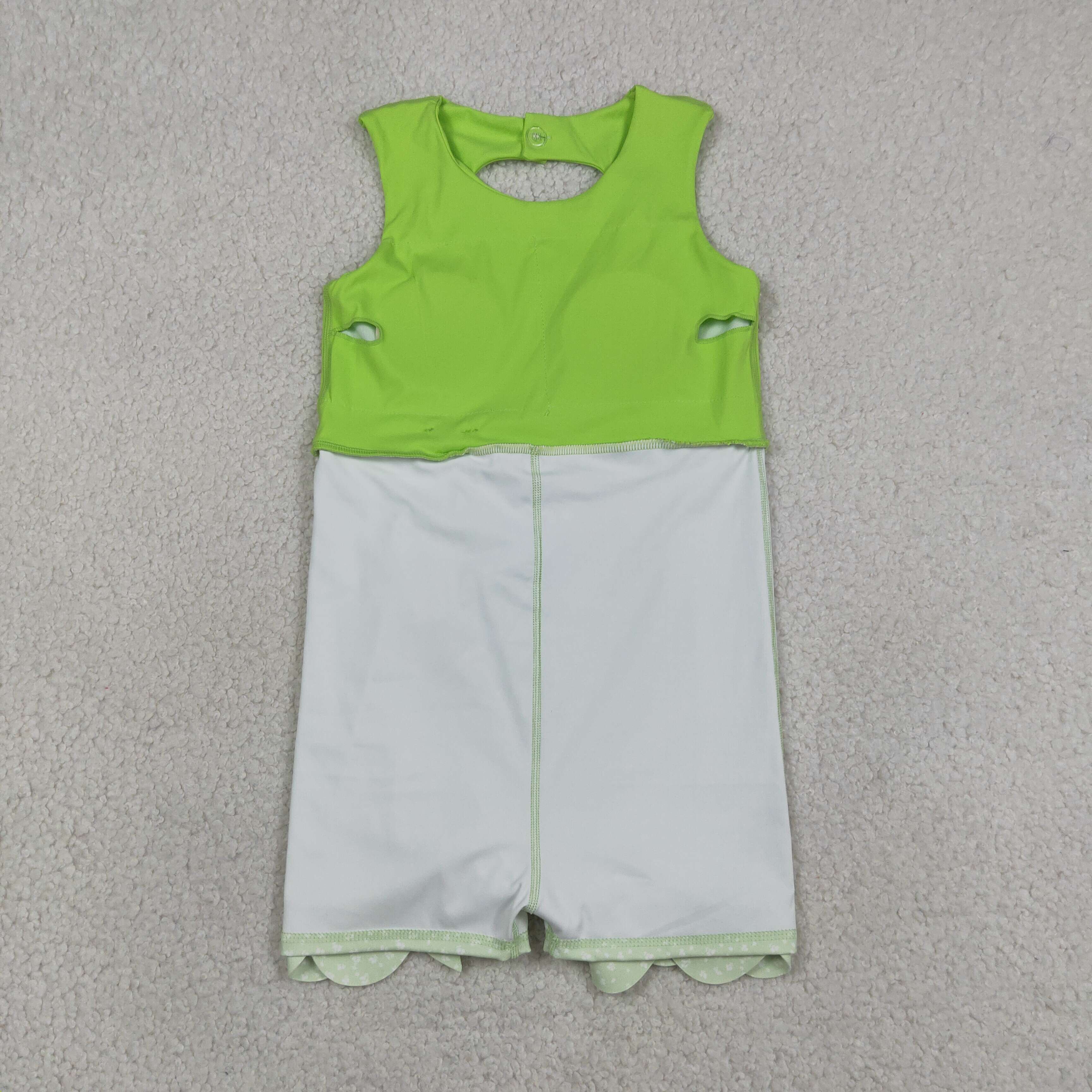 GSD3316   RTS green plaid bows  print active girl yoga scallop dress