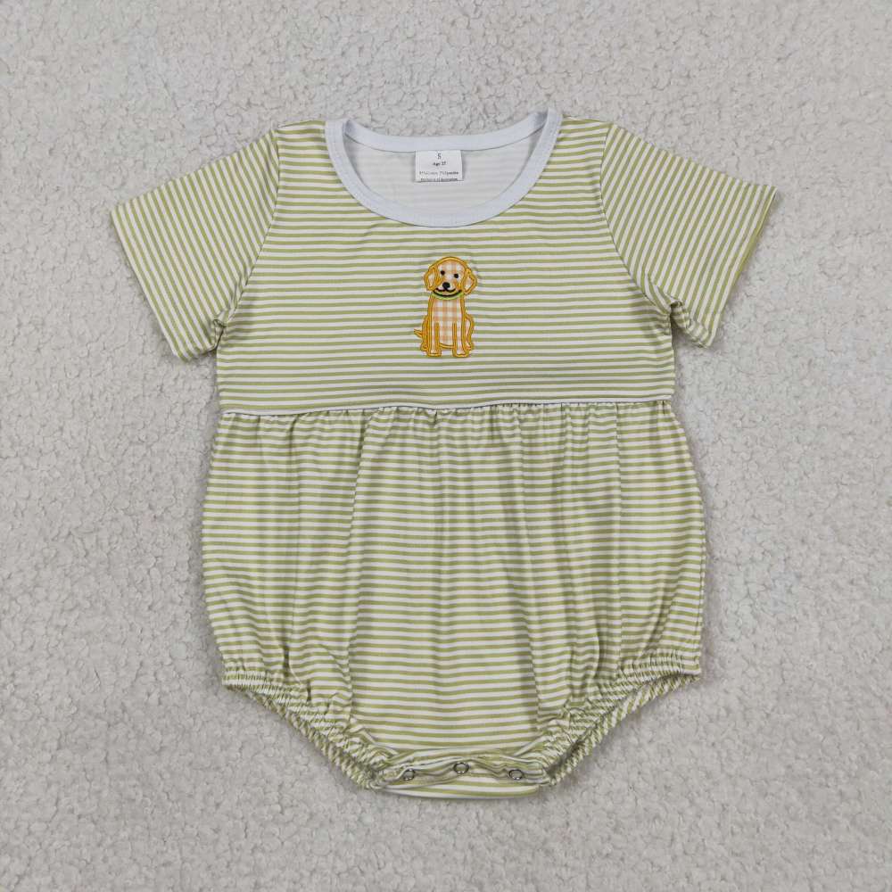 SR4140 Baby Green duck Embroidery short sleeve Rompers