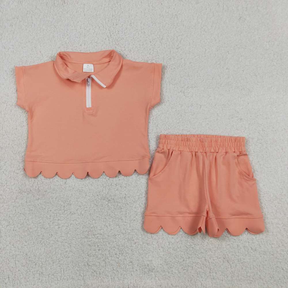 GSSO3374 Orange short sleeve girl outfits
