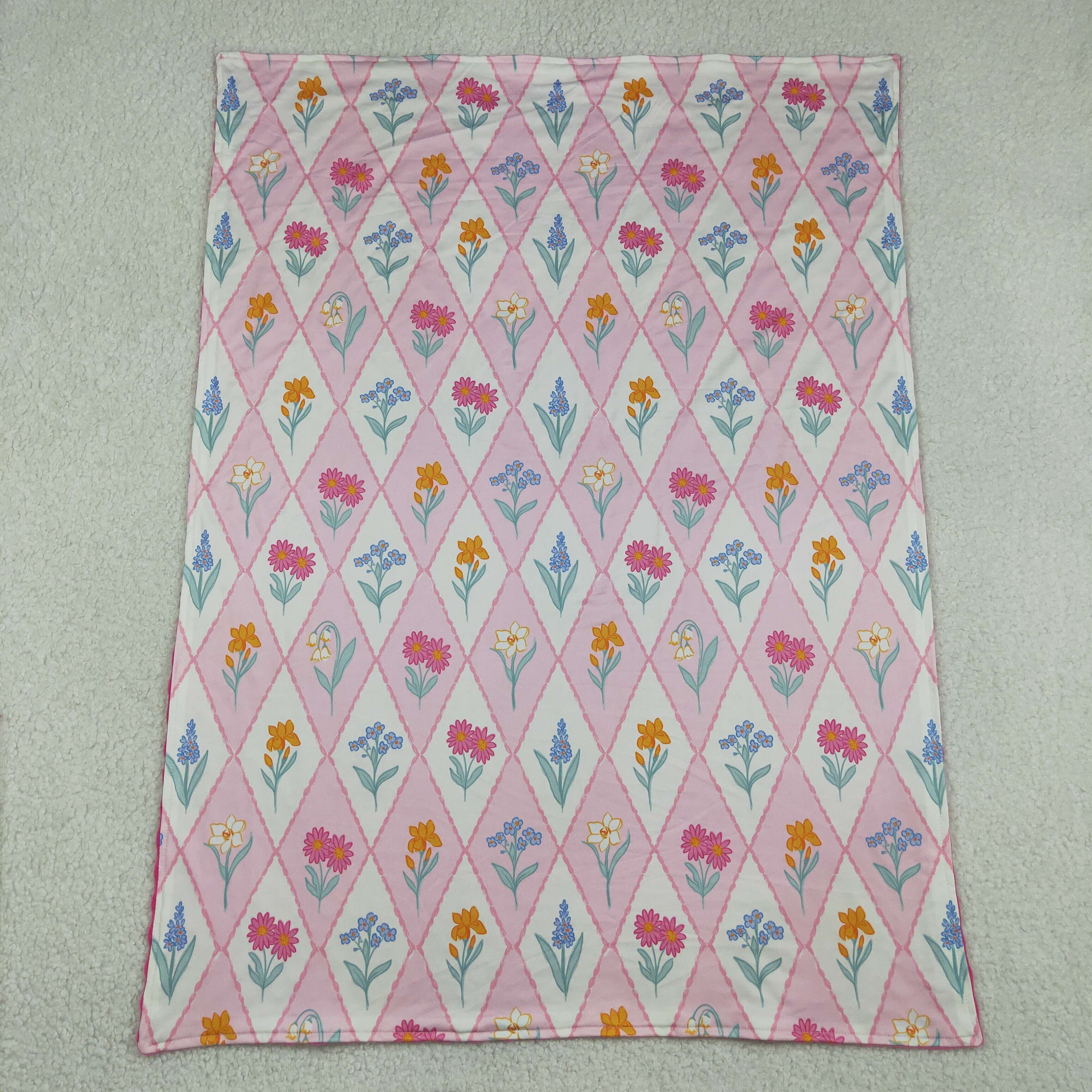 BL0233 Colorful flowers print baby blanket