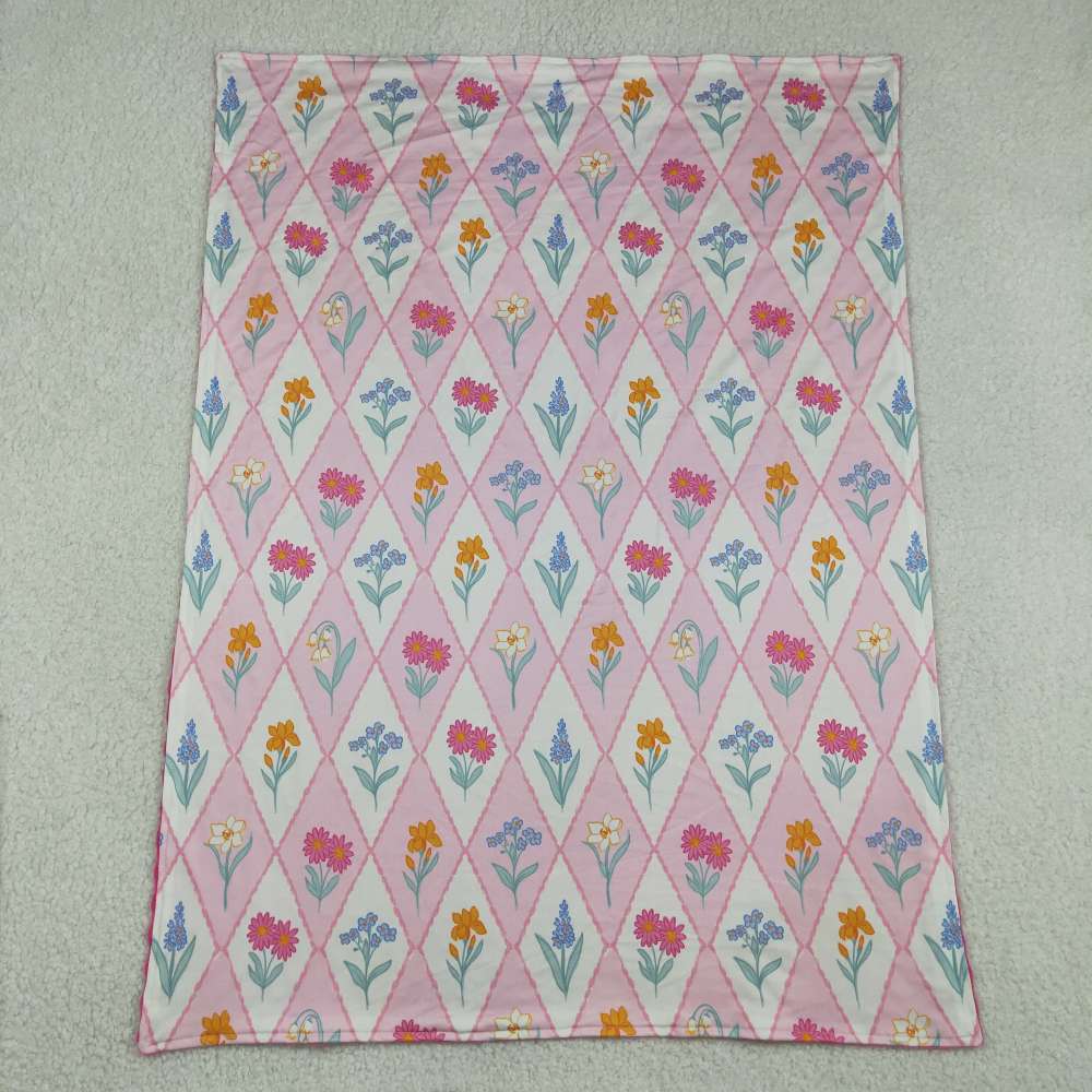 BL0233 Colorful flowers print baby blanket