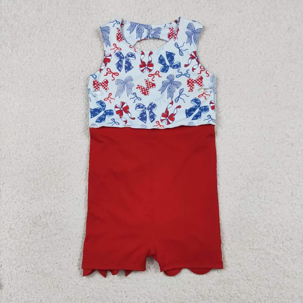 GSD3316   RTS green plaid bows  print active girl yoga scallop dress