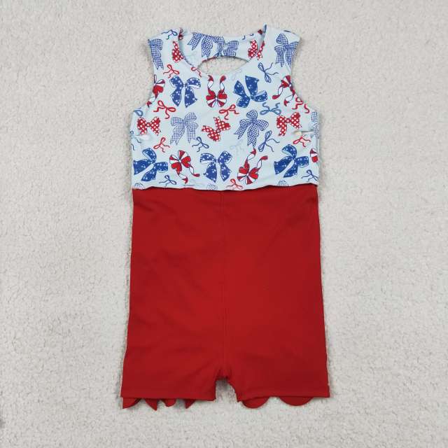 GSD3316   RTS green plaid bows  print active girl yoga scallop dress
