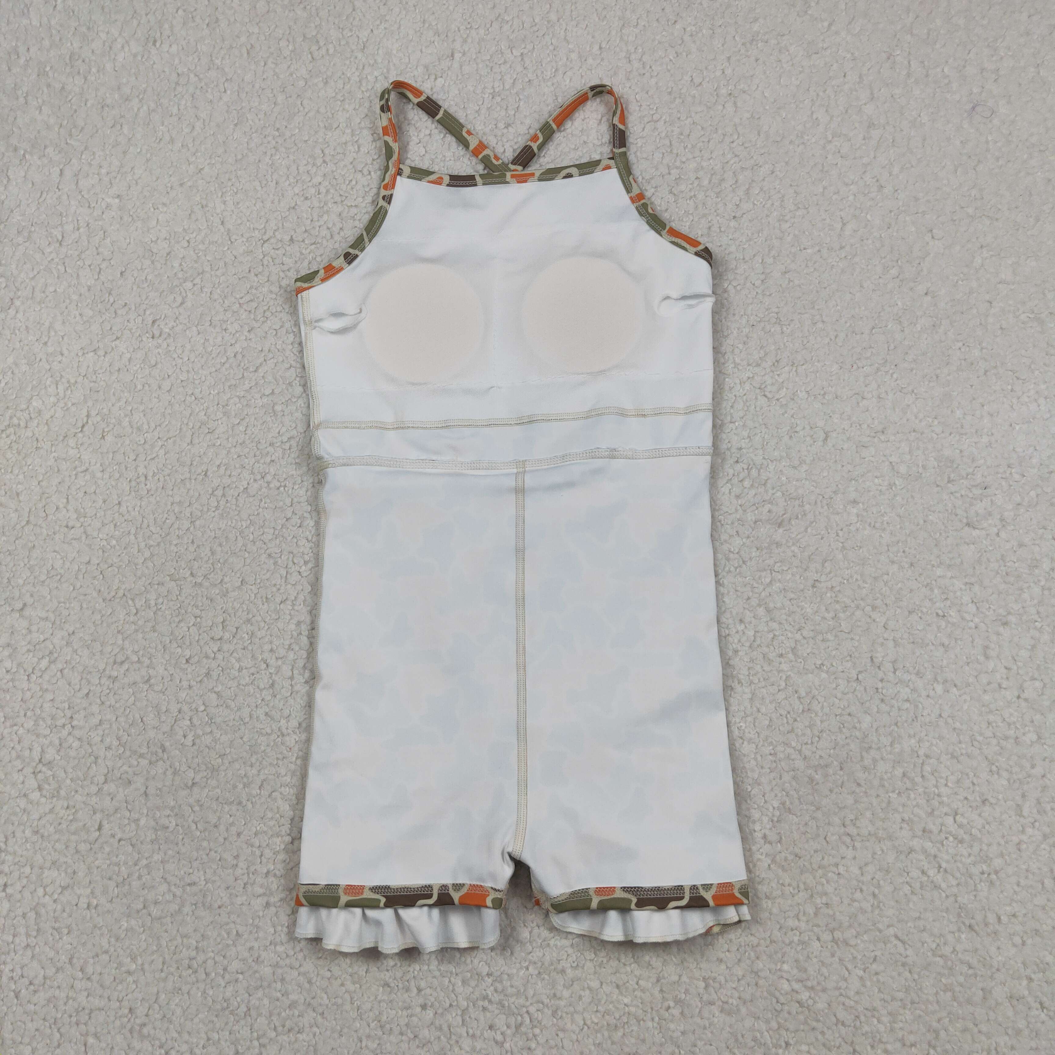 GSD3590  RTS TEAM T orange green camo girl  summer YOGA dress