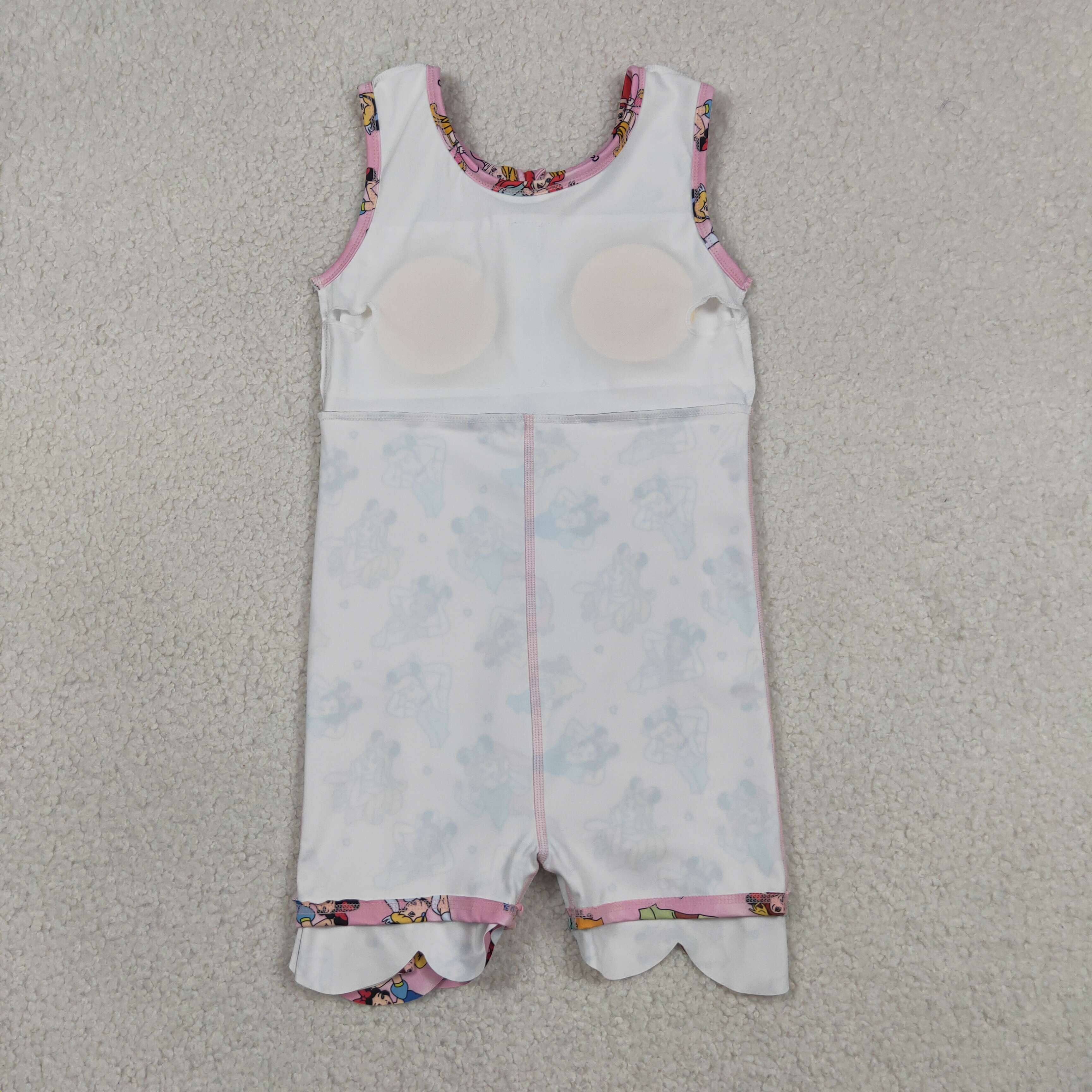 GSD2491   RTS Pink princess print girl  summer scallop YOGA dress