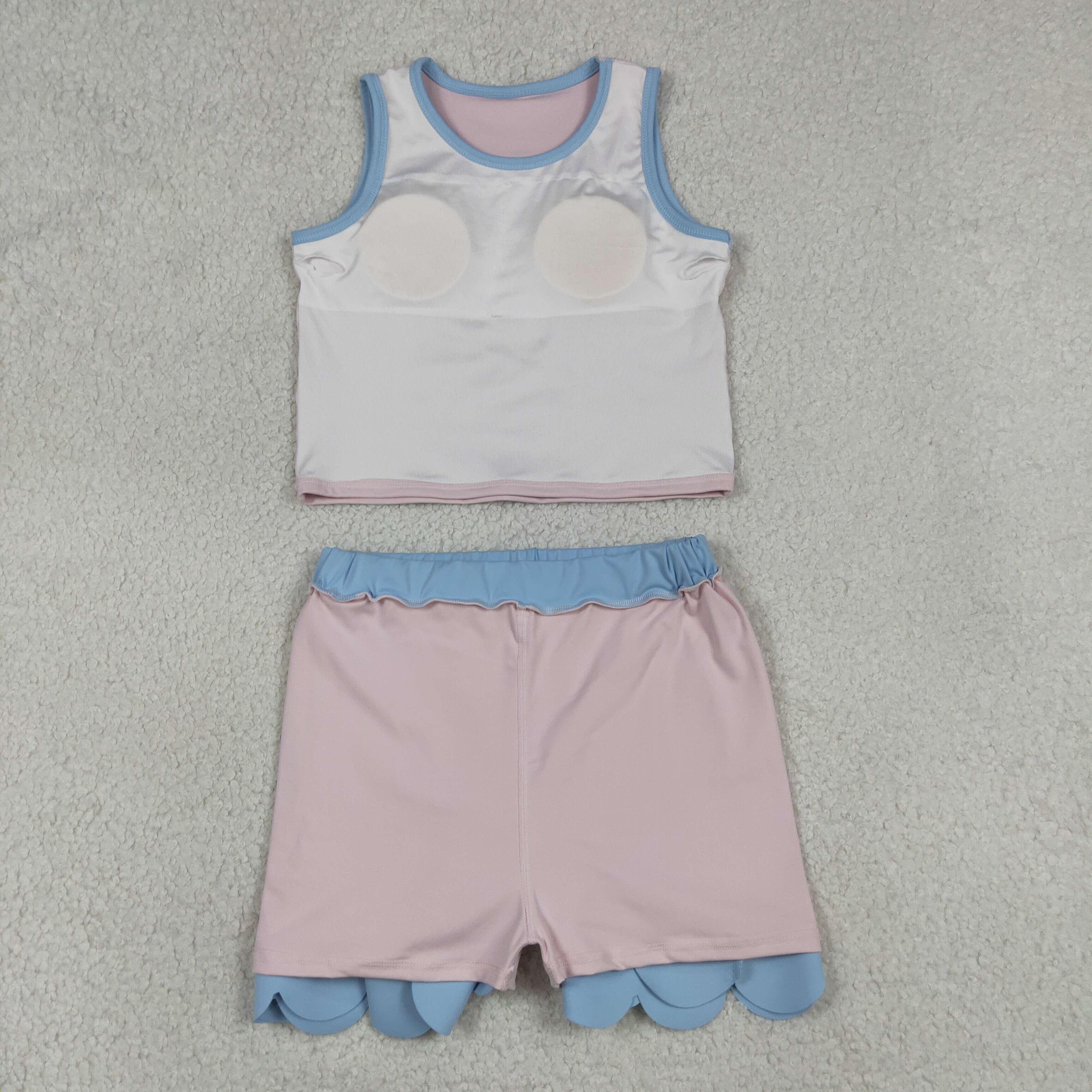 GSD4010  RTS Pink Blue print active girl yoga scallop skirt dress