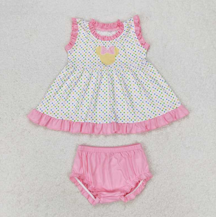 GBO0314 RTS Girl colorful polka cartoon mouse sleeveless girl bummies