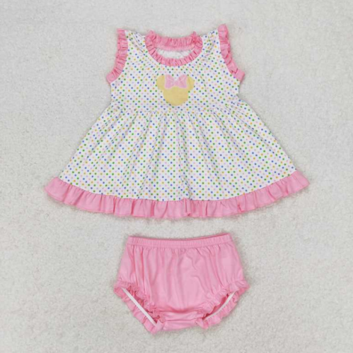 GBO0314 RTS Girl colorful polka cartoon mouse sleeveless girl bummies