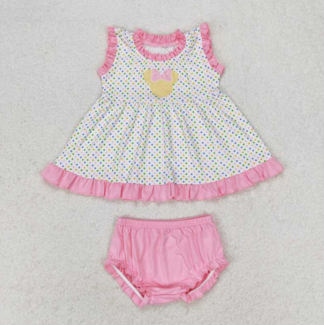 GBO0314 RTS Girl colorful polka cartoon mouse sleeveless girl bummies