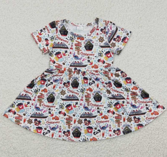 GSD0290 RTS Cartoon mouse sea boat girl  summer dress