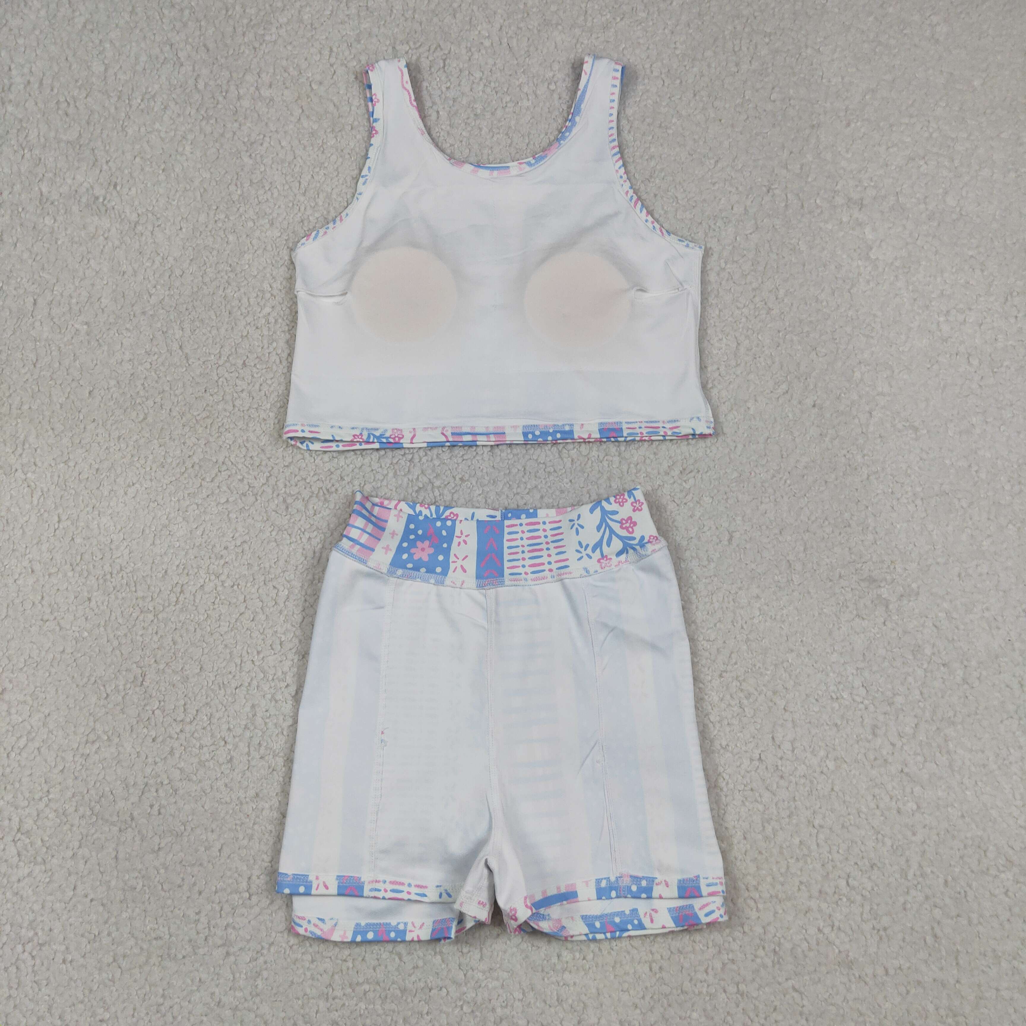 GSD1995 RTS pink Blue stripe flowers print active girl yoga  skirt dress