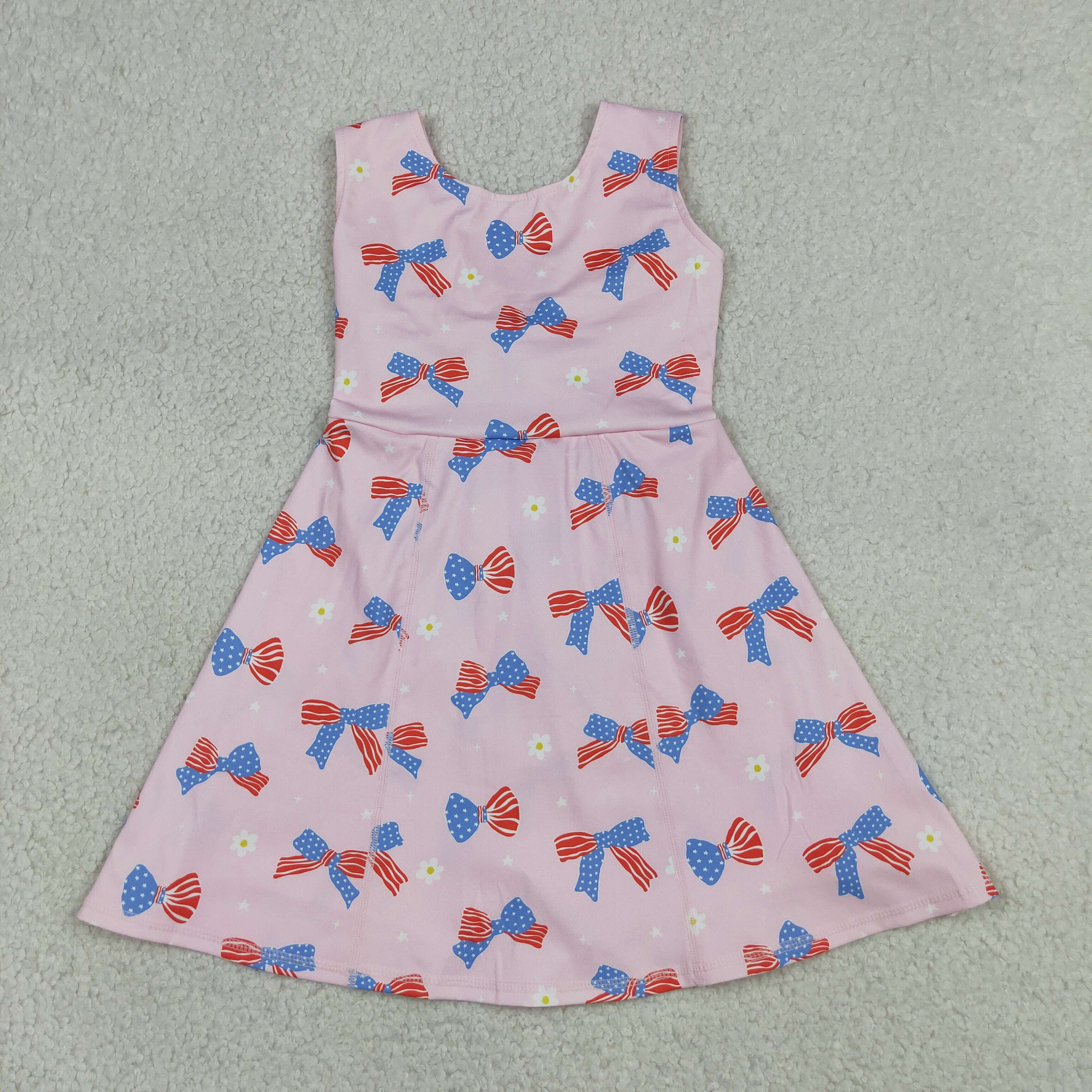 GSD3748  RTS 4th of july bows girl  summer athletic yoga dress