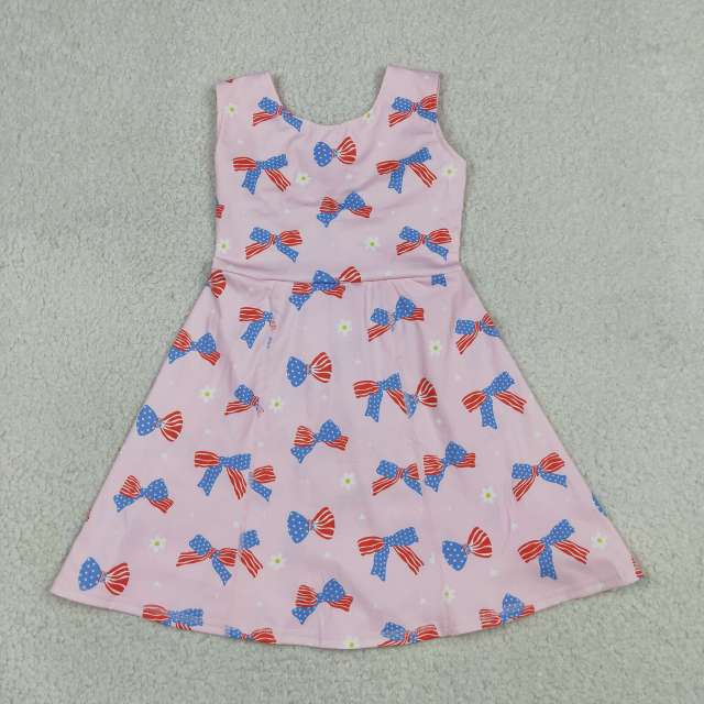 GSD3748  RTS 4th of july bows girl  summer athletic yoga dress