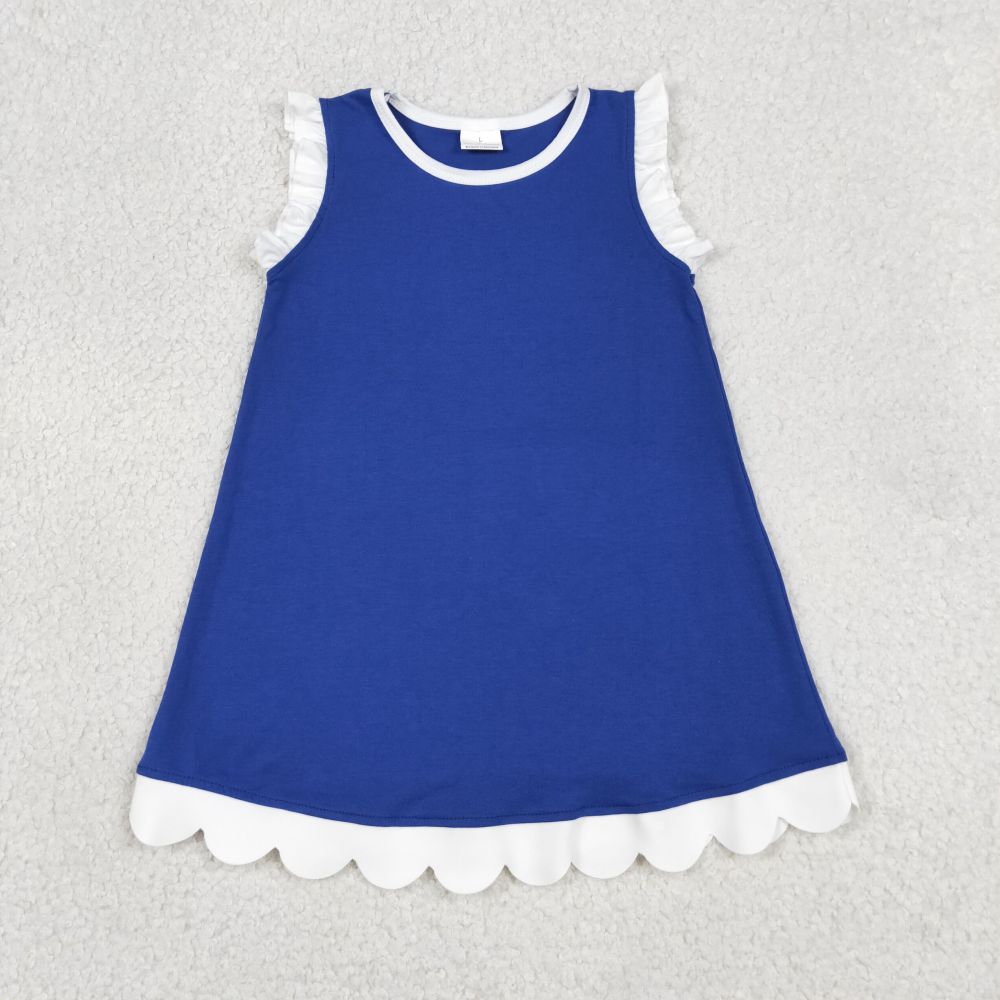 GSD4053  RTS Blue white summer scallop dress