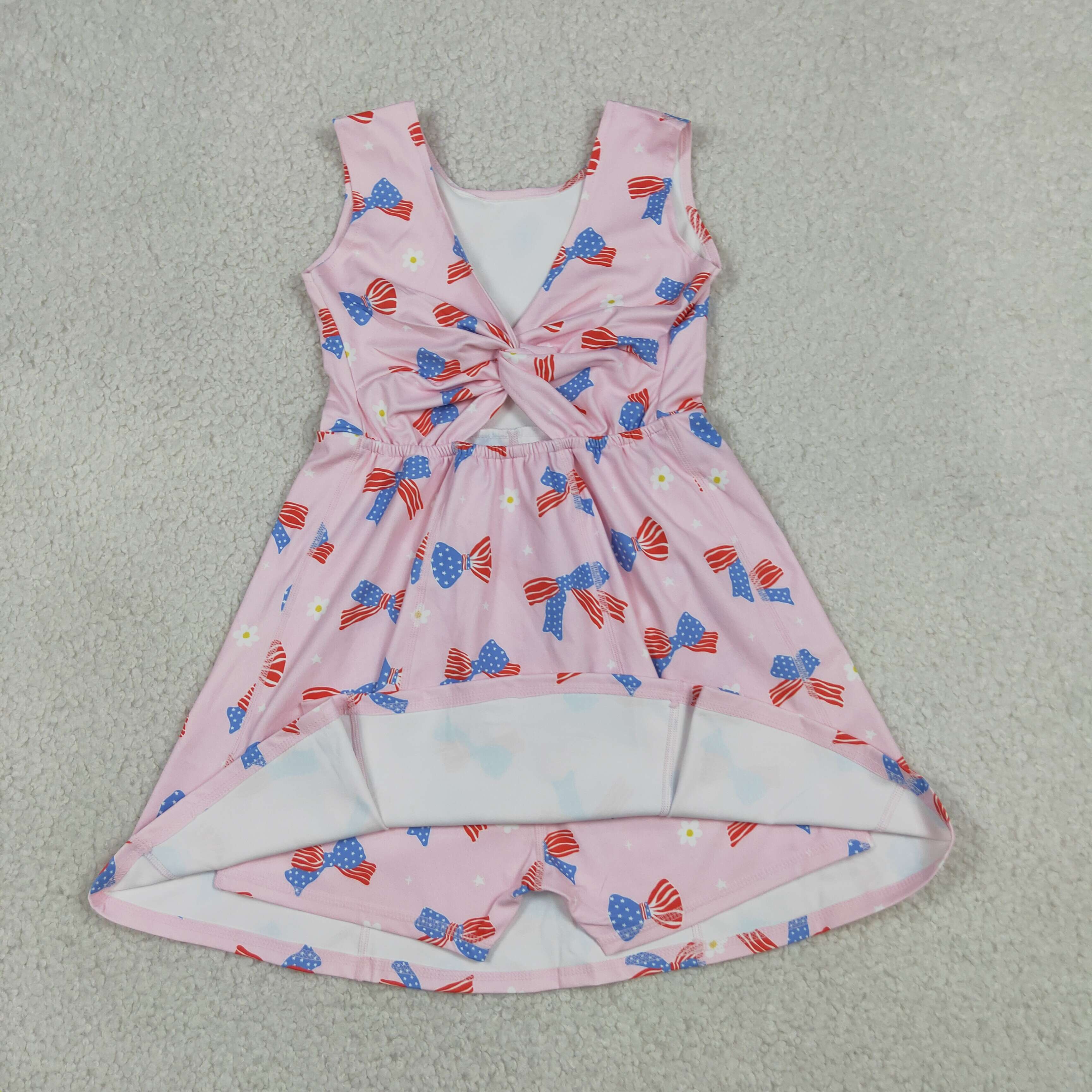 GSD3748  RTS 4th of july bows girl  summer athletic yoga dress