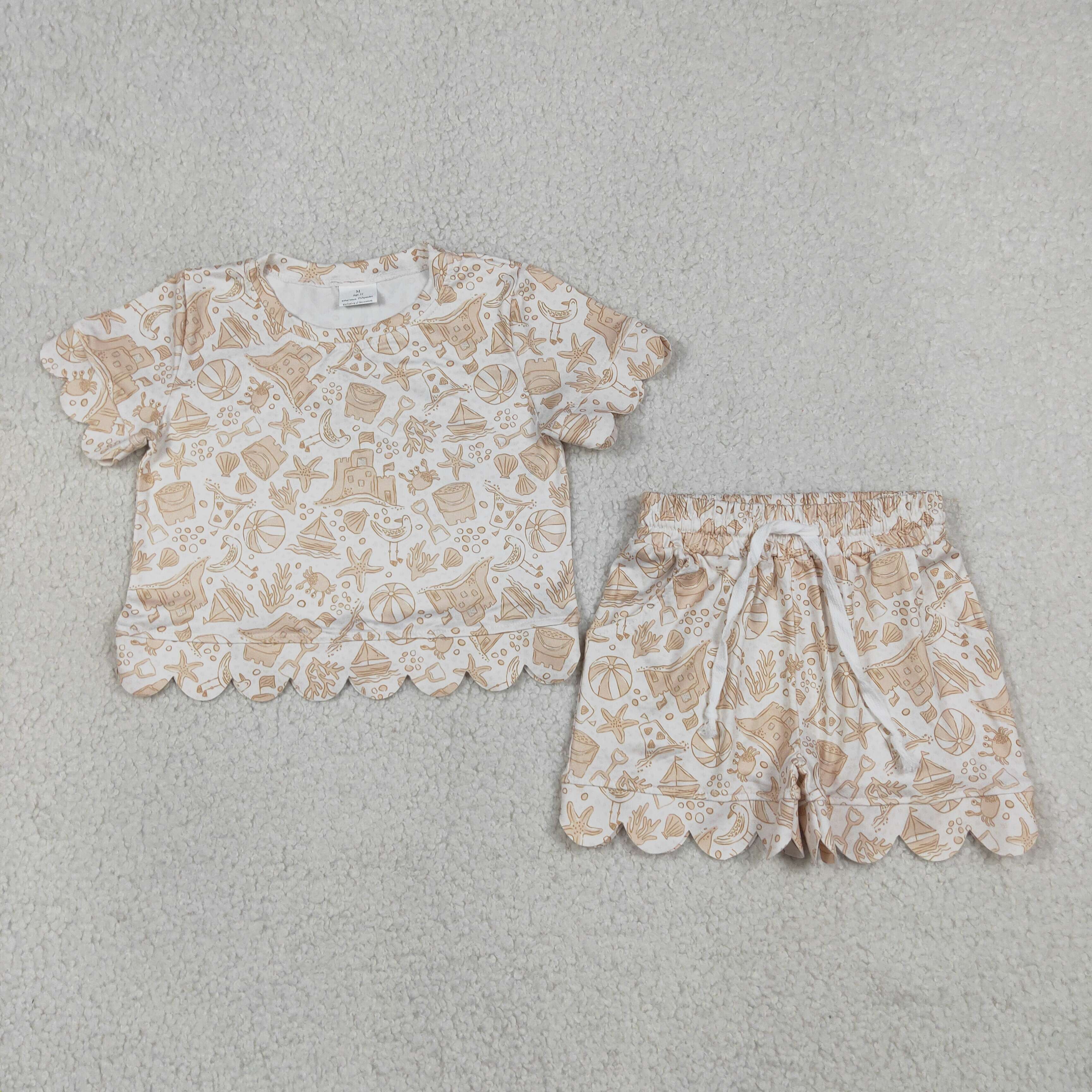 GSSO3728 Sea stars beach ball Print Short sleeve girl  SCALLOP  outfits