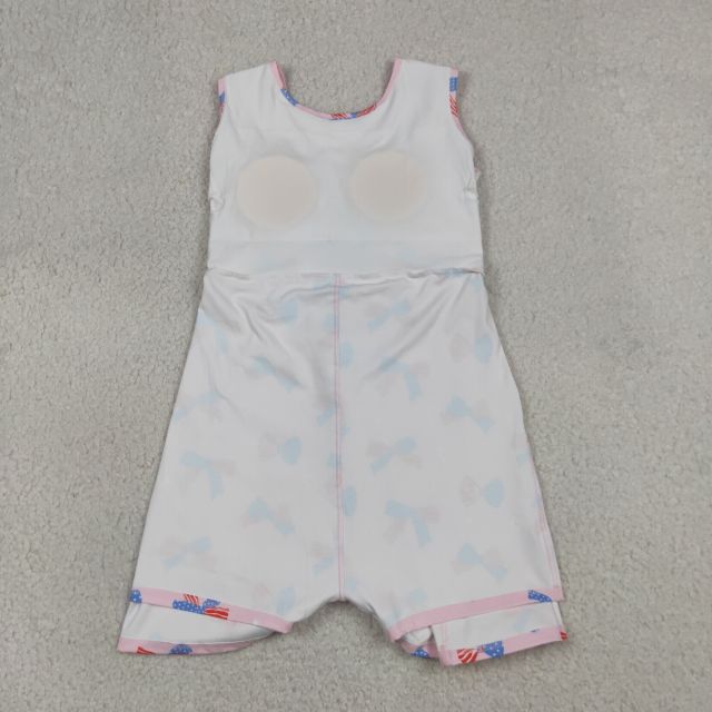 GSD3748  RTS 4th of july bows girl  summer athletic yoga dress