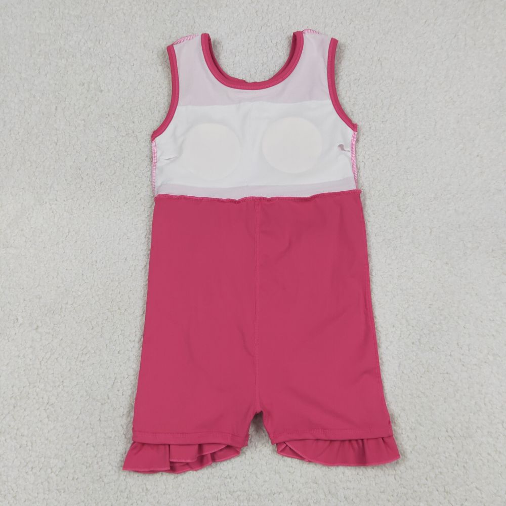 GSD3766 RTS Hot pink Solid bow active girl yoga dress