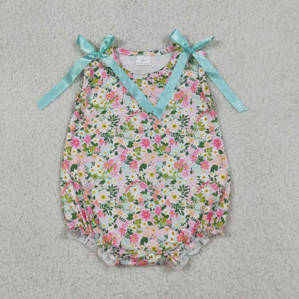 SR4111  Baby SMALL flower sleeveless Rompers