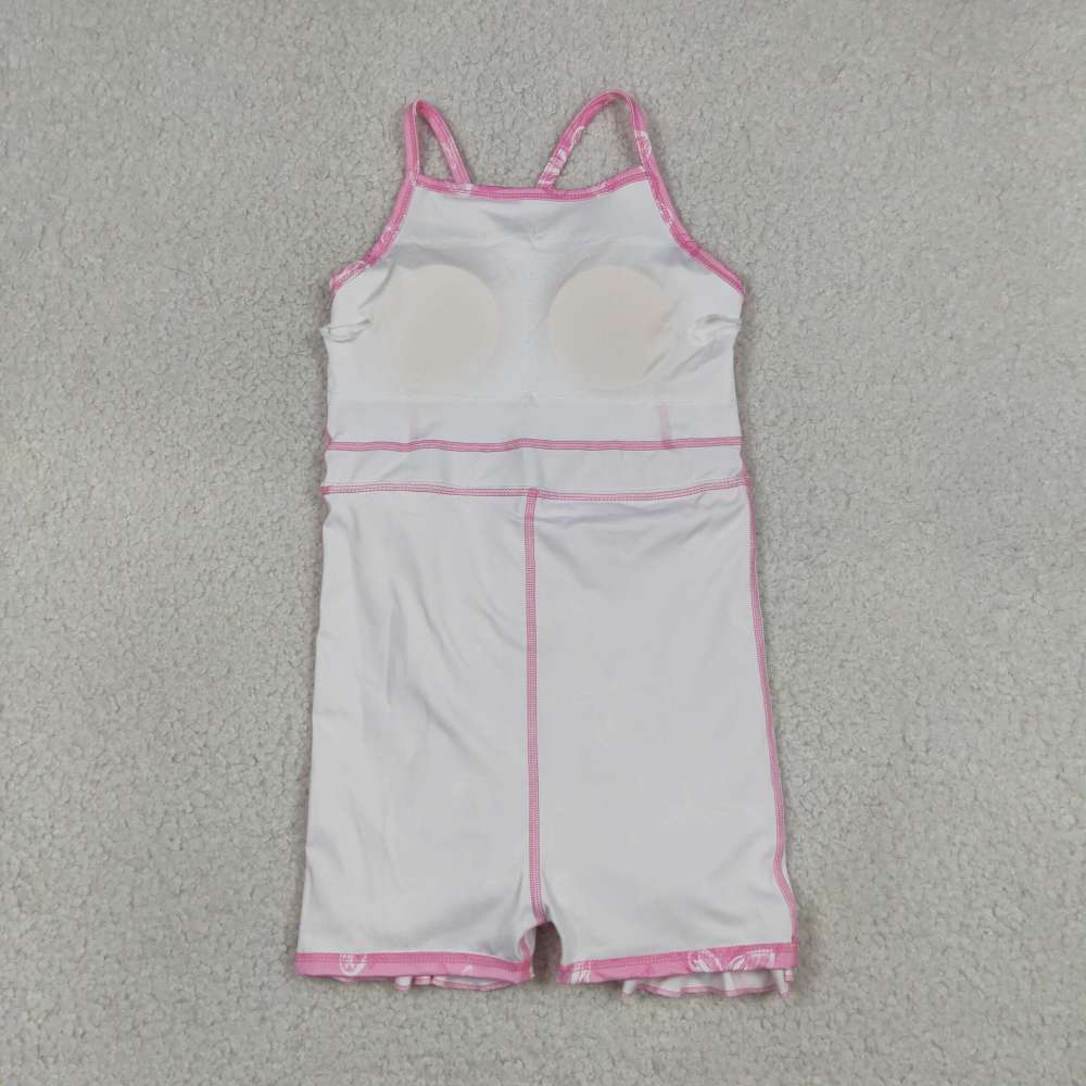GSD2292  RTS Pink butterflies girl  summer athletic yoga dress