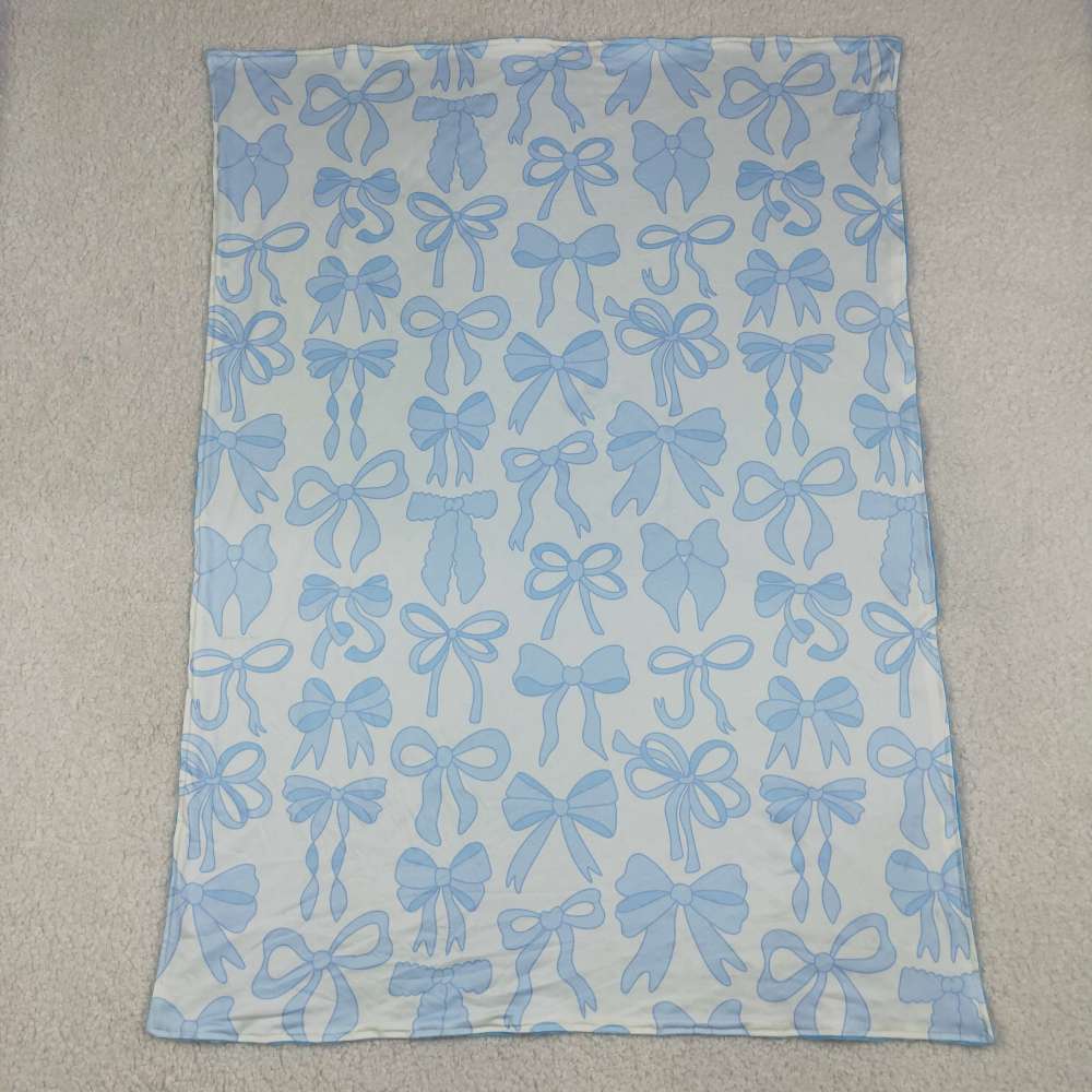 BL0224  Blue bows print baby blanket