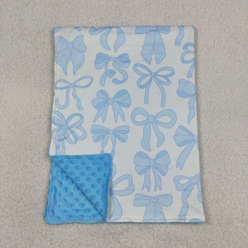 BL0224  Blue bows print baby blanket