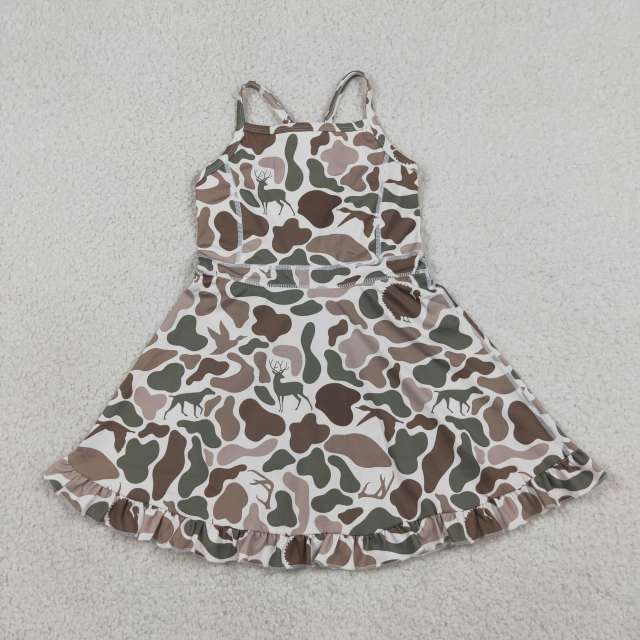 GSD4117  RTS camo deer  girl  summer athletic yoga dress