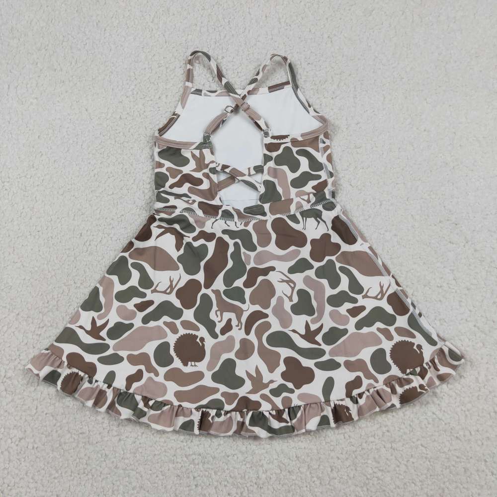 GSD4117  RTS camo deer  girl  summer athletic yoga dress