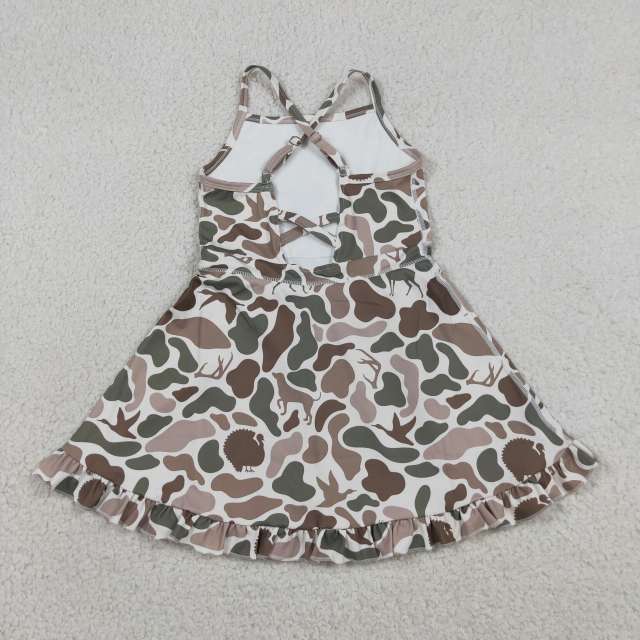 GSD4117  RTS camo deer  girl  summer athletic yoga dress