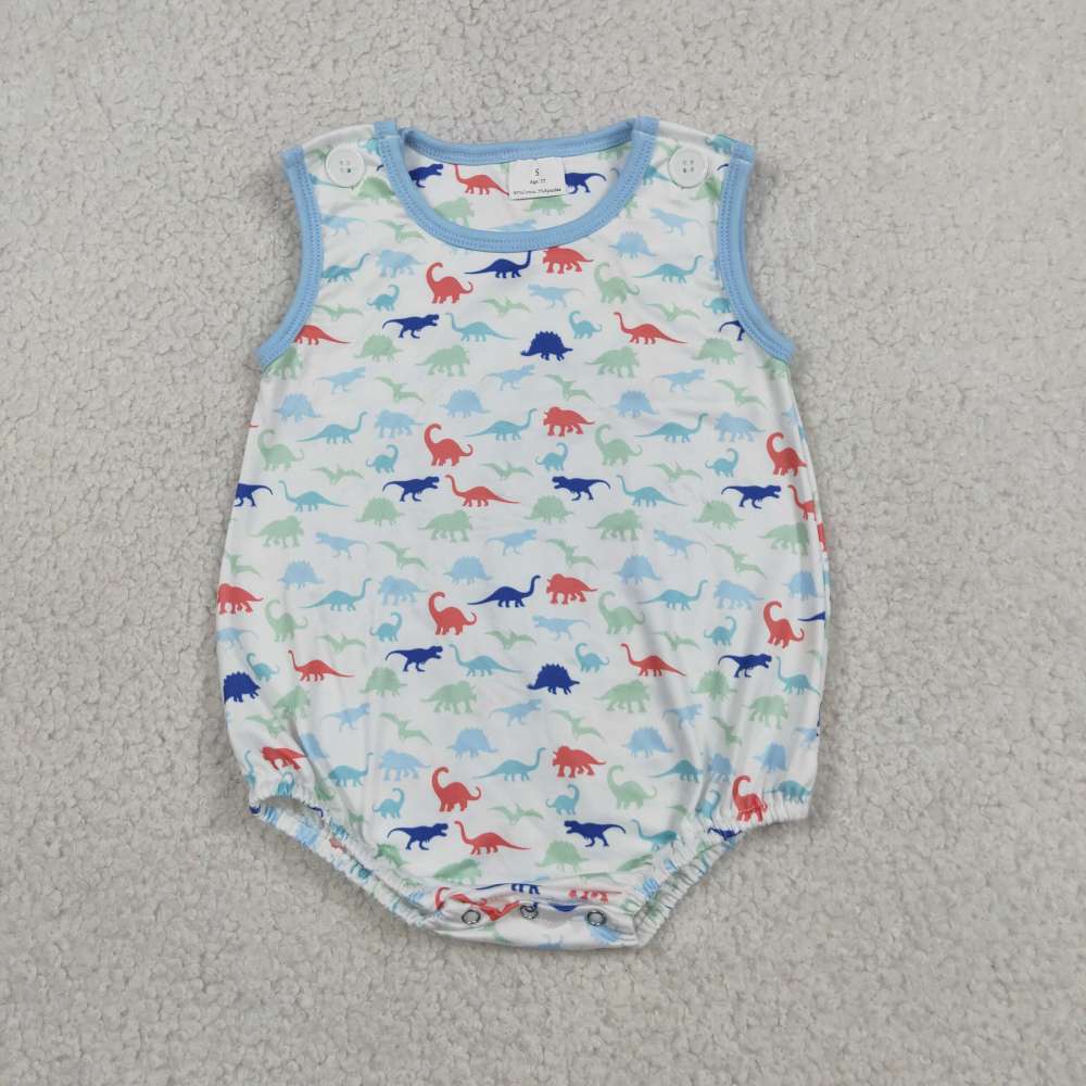 SR4096   Baby Colorful dinosaur print  sleeveless  Rompers