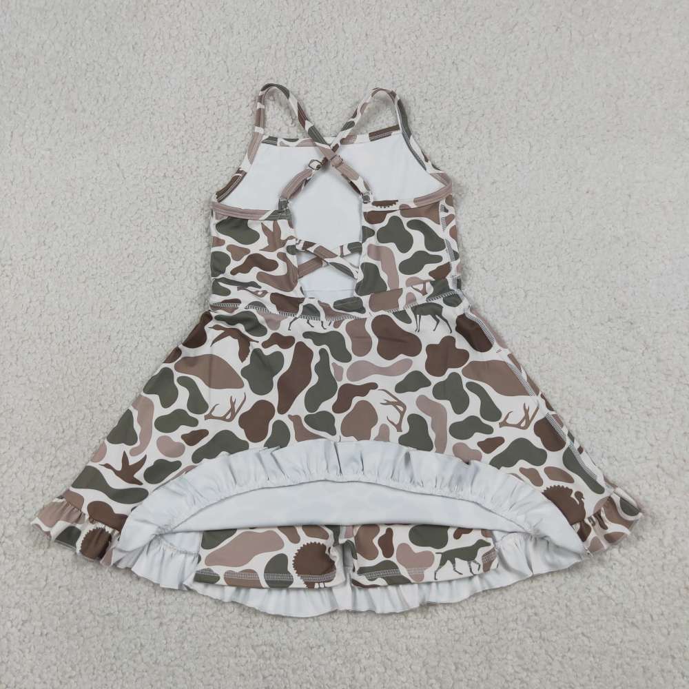 GSD4117  RTS camo deer  girl  summer athletic yoga dress