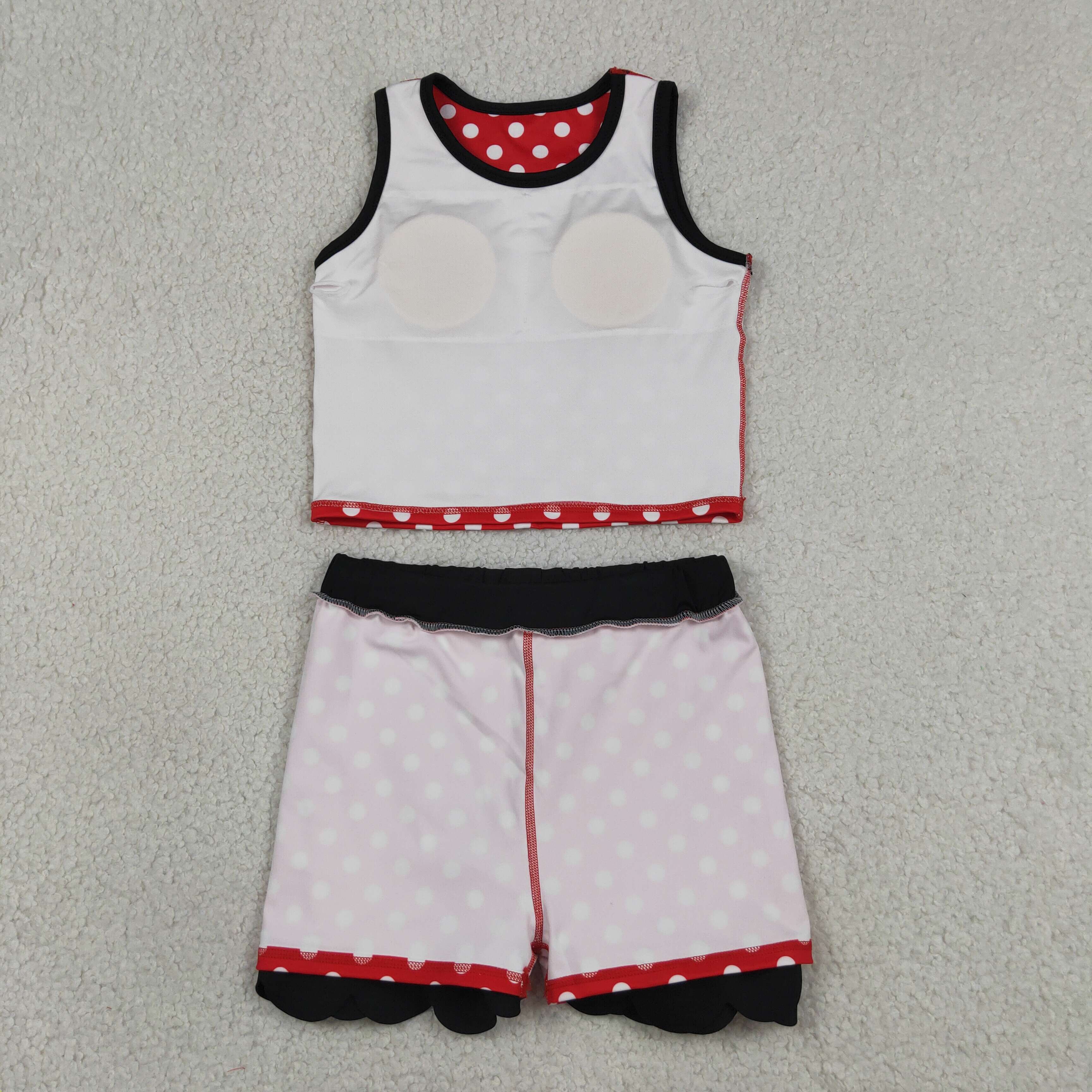GSD4080  RTS RED white polka print active girl yoga scallop skirt dress