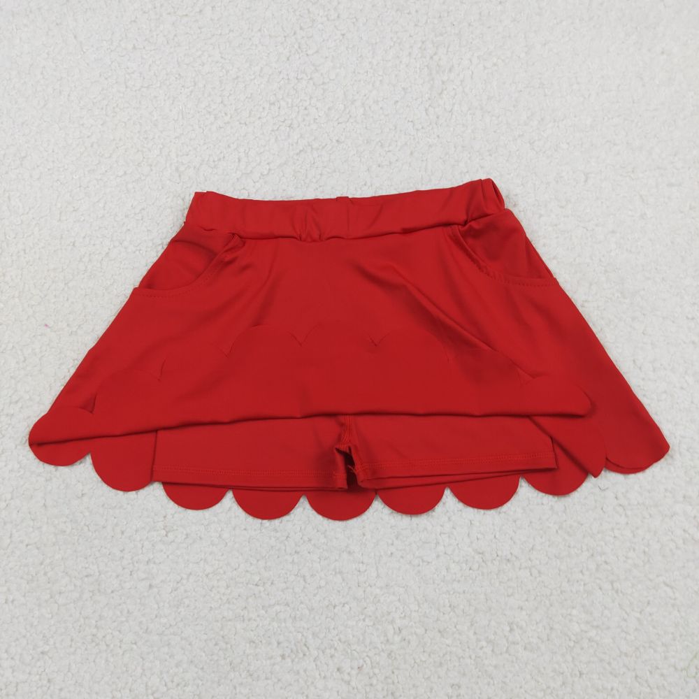 GLK0235  RTS Red solid kids skirt dress