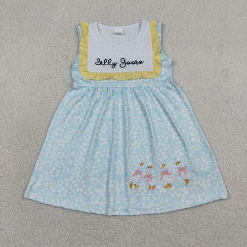 GSD2970  RTS Blue flowers silly goose girl summer dress
