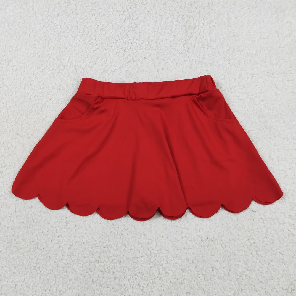 GLK0235  RTS Red solid kids skirt dress