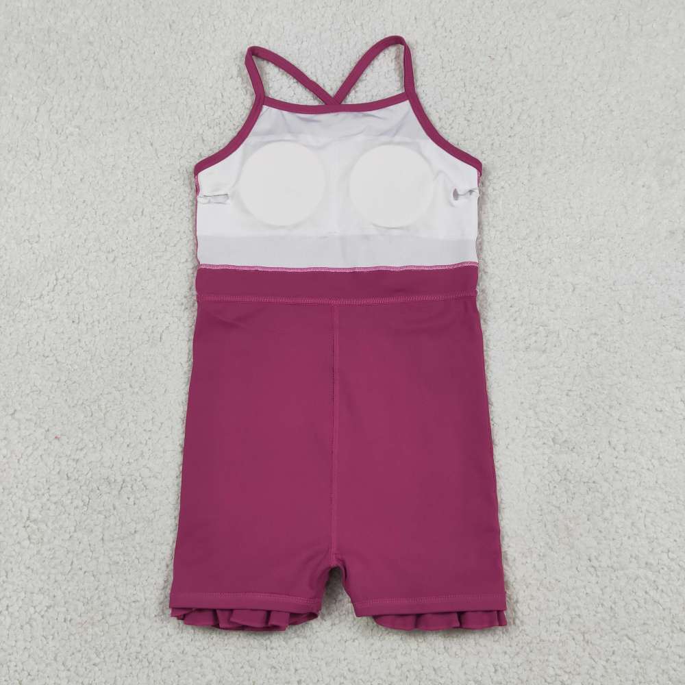 S0778 RTS Fuchsia  print active girl yoga dress