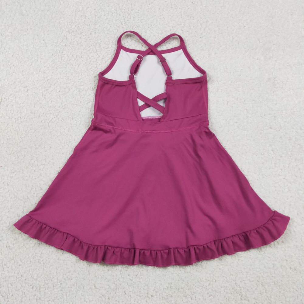 S0778 RTS Fuchsia  print active girl yoga dress